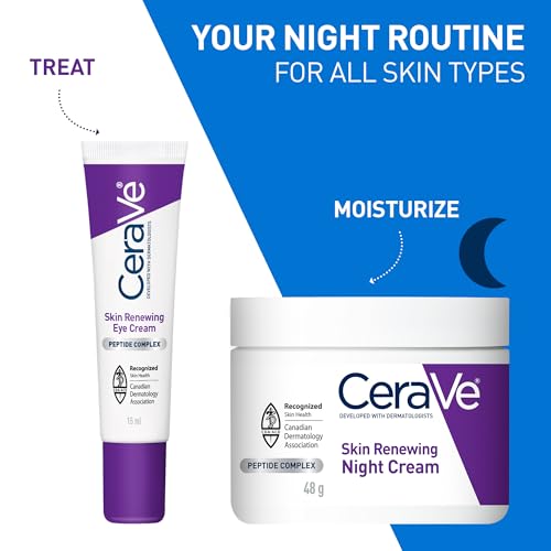 CeraVe Night Cream for Face, Skin Renewing Moisturizer for Men & Women With Hyaluronic Acid, Niacinamide, Bio Peptides & Ceramides. Fragrance Free, Non-comedogenic, Suitable for Sensitive Skin