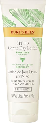 Burt's Bees Sensitive Hydrating Gentle Daily Face Cream Moisturizer Face Lotion for Sensitive Skin with Aloe and Rice Milk, 98.9% Natural Origin, Developed with Dermatologists, 51g