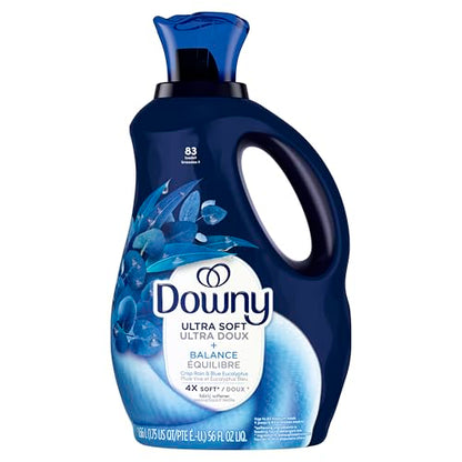 Downy Ultra Soft Fabric Softener Liquid, Balance, Crisp Rain and Blue Eucalyptus, 2.76L