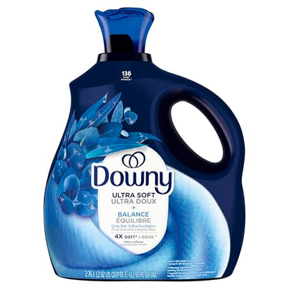 Downy Ultra Soft Fabric Softener Liquid, Balance, Crisp Rain and Blue Eucalyptus, 2.76L
