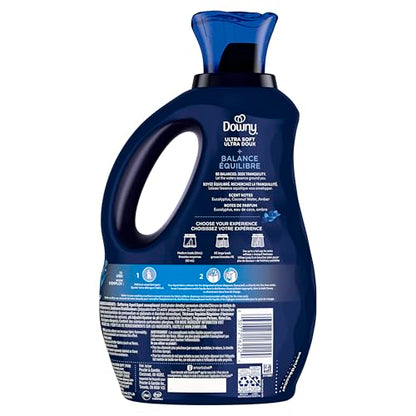 Downy Ultra Soft Fabric Softener Liquid, Balance, Crisp Rain and Blue Eucalyptus, 2.76L