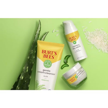 Burt's Bees Sensitive Hydrating Gentle Daily Face Cream Moisturizer Face Lotion for Sensitive Skin with Aloe and Rice Milk, 98.9% Natural Origin, Developed with Dermatologists, 51g