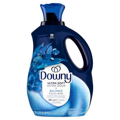 Downy Ultra Soft Fabric Softener Liquid, Balance, Crisp Rain and Blue Eucalyptus, 2.76L