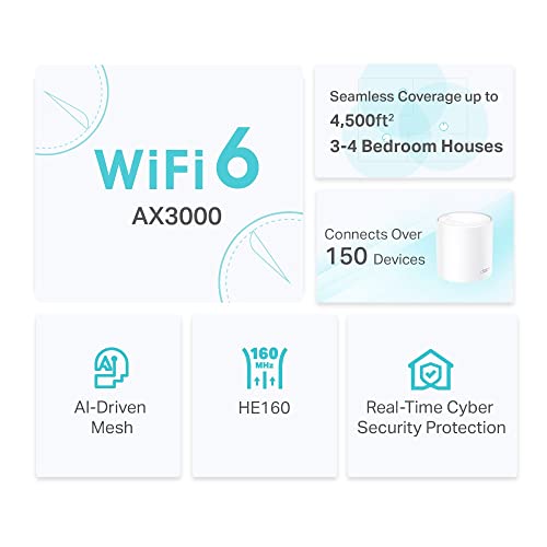 TP-Link Deco AX3000 WiFi 6 Mesh System (Deco X50) - Covers up to 6,500 Sq.Ft, Replaces Wireless Router and Extender, 3 Gigabit Ports per Unit, Supports Ethernet Backhaul, 3-Pack