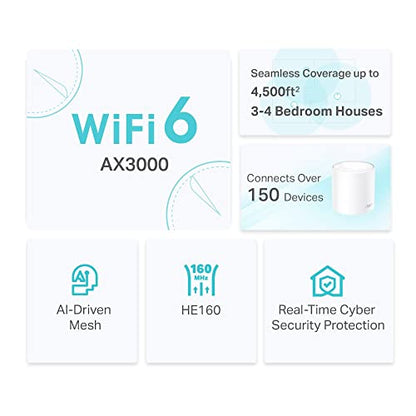 TP-Link Deco AX3000 WiFi 6 Mesh System (Deco X50) - Covers up to 6,500 Sq.Ft, Replaces Wireless Router and Extender, 3 Gigabit Ports per Unit, Supports Ethernet Backhaul, 3-Pack