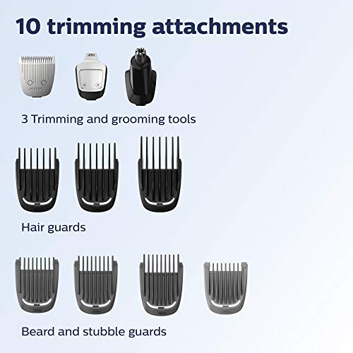 Philips Multigroom Series 3000 Cordless with 10 Trimming Accessories, Lithium-Ion and Storage Bag, MG3750/10