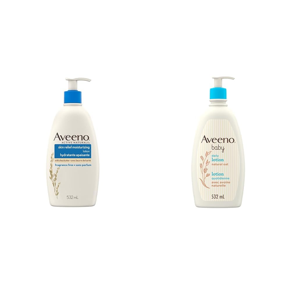 Aveeno Skin Relief Moisturizing Body Lotion With Natural Shea Butter & Triple Oat Complex, Unscented Moisturizer for Extra Dry, Itchy or Sensitive Skin, Fragrance Free, 975mL