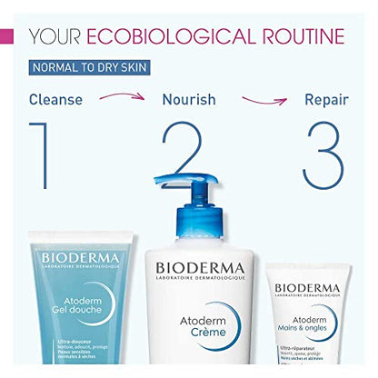 Bioderma - Atoderm Shower Gel Body Wash - Moisturizing Face and Body Cleanser for Normal to Dehydrated Sensitive Skin, 1lt