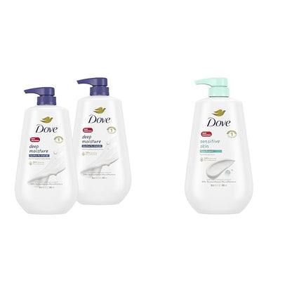 Dove Deep Moisture Body Wash with Pump, for nourishing the driest skin, 905ml (Pack of 2)