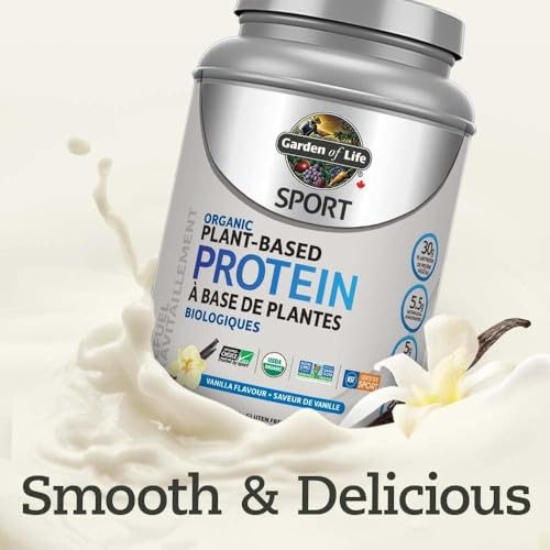 Garden of Life Sport Organic Plant Based Protein, Vanilla, 806g. Formulated with pea protein to help your body recover faster, build and repair muscle and fuel your metabolism along with Truly Clean multi-sourced plant based ingredients. 30g of Complete O
