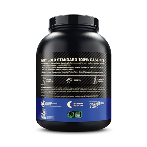 OPTIMUM NUTRITION GOLD STANDARD 100% Micellar Casein Protein Powder, Slow Digesting, Helps Keep You Full, Overnight Muscle Recovery, Creamy Vanilla, 0.91 kg