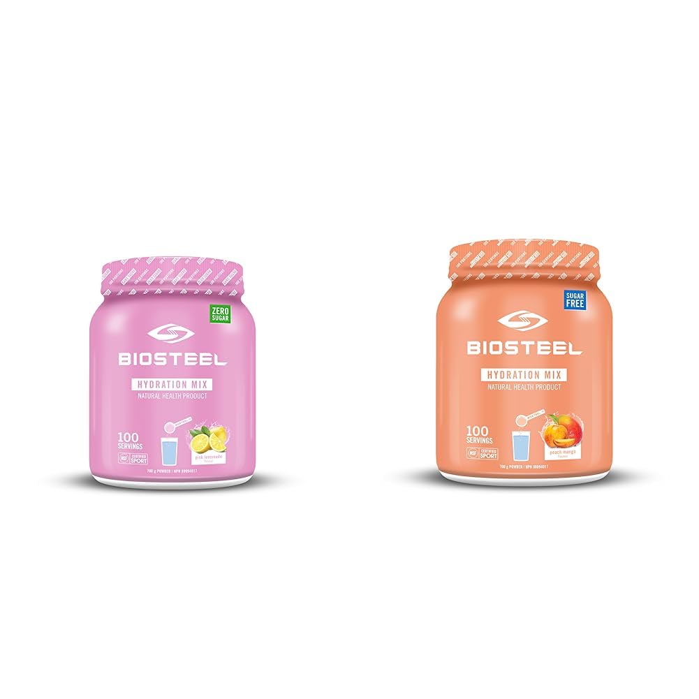 BioSteel Hydration Mix, Great Tasting Hydration with Zero Sugar, and No Artificial Flavours or Preservatives, Pink Lemonade Flavour, 100 Servings per Tub