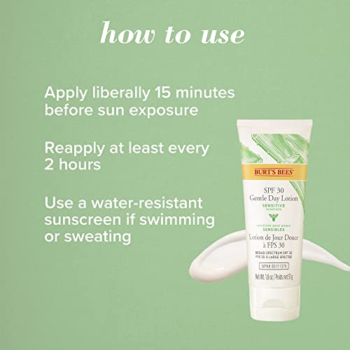 Burt's Bees Sensitive Hydrating Gentle Daily Face Cream Moisturizer Face Lotion for Sensitive Skin with Aloe and Rice Milk, 98.9% Natural Origin, Developed with Dermatologists, 51g