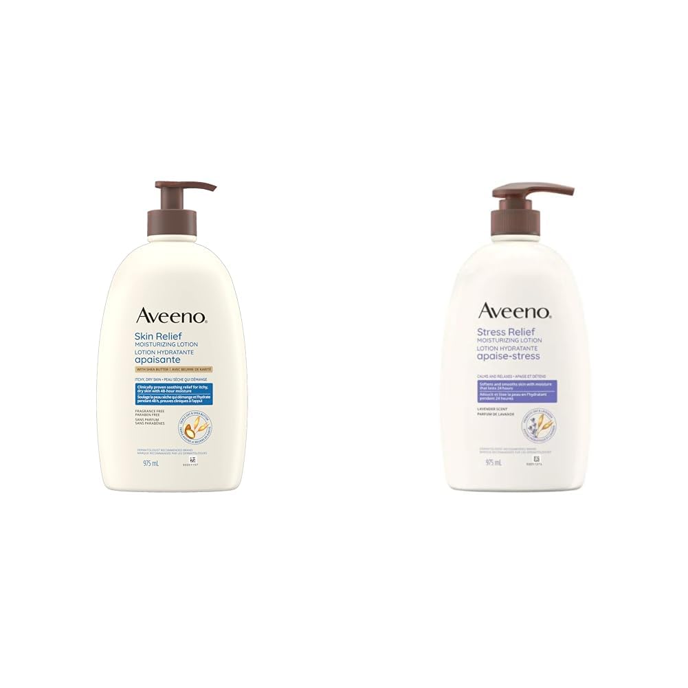Aveeno Skin Relief Moisturizing Body Lotion With Natural Shea Butter & Triple Oat Complex, Unscented Moisturizer for Extra Dry, Itchy or Sensitive Skin, Fragrance Free, 975mL