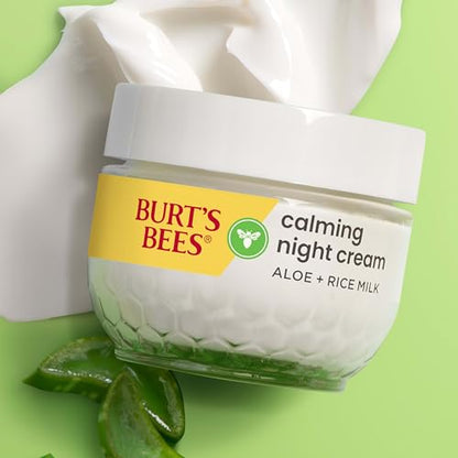 Burt's Bees Sensitive Hydrating Gentle Daily Face Cream Moisturizer Face Lotion for Sensitive Skin with Aloe and Rice Milk, 98.9% Natural Origin, Developed with Dermatologists, 51g