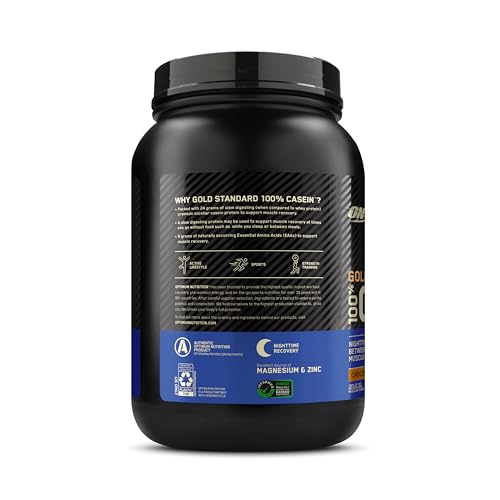 OPTIMUM NUTRITION GOLD STANDARD 100% Micellar Casein Protein Powder, Slow Digesting, Helps Keep You Full, Overnight Muscle Recovery, Creamy Vanilla, 0.91 kg