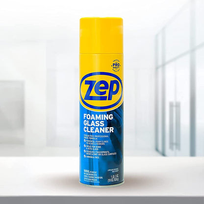 Zep Foaming Glass and Plexiglass Cleaner - 19 Ounces (Case of 2) ZUFGC19 - Foaming Formula Clings to Vertical Surfaces, Trusted by Pros