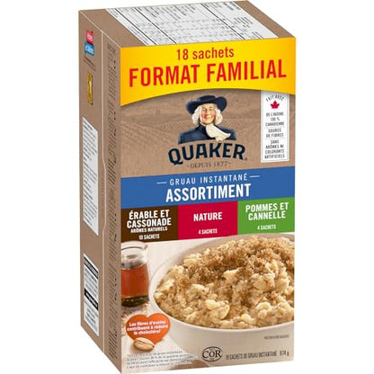 Quaker Maple & Brown Sugar Flavour Instant Oatmeal, 18 Packets, 774g