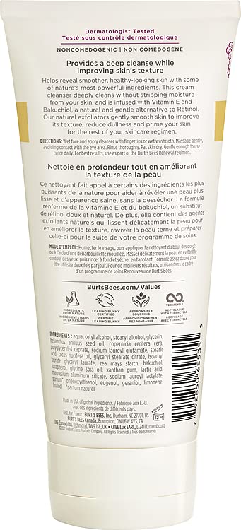 Burt's Bees® Face Cream, Renewal Anti-Wrinkle Moisturizing Face Cream, Holiday Gift, with Bakuchiol Natural Retinol Alternative, 51 g