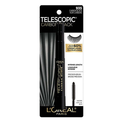 L’Oréal Paris Telescopic Mascara, Eyelash Lengthening Mascara, Unique Non-Clumping Formula, Delivers Intense Length, For Sensitive Eyes, Blackest Black, 8 ml