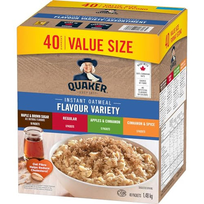 Quaker Maple & Brown Sugar Flavour Instant Oatmeal, 18 Packets, 774g