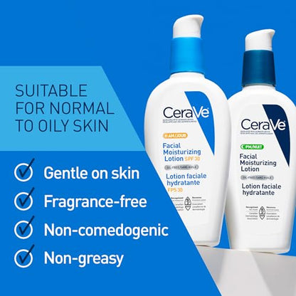 CeraVe Facial Moisturizer with SPF 30. Face Sunscreen Lotion with Hyaluronic Acid, Niacinamide & Ceramides for Women & Men. Oil-free, normal to dry skin. Verified Extended Use Date, Travel Size 89ML