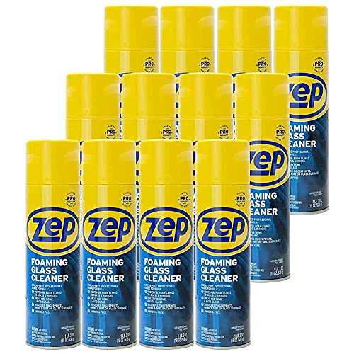 Zep Foaming Glass and Plexiglass Cleaner - 19 Ounces (Case of 2) ZUFGC19 - Foaming Formula Clings to Vertical Surfaces, Trusted by Pros