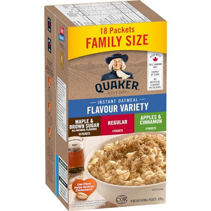 Quaker Maple & Brown Sugar Flavour Instant Oatmeal, 18 Packets, 774g