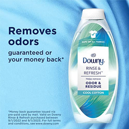 Downy Rinse & Refresh Laundry Odour Remover and Fabric Softener, Cool Cotton, Safe On All Fabrics, HE Compatible, 1.43L