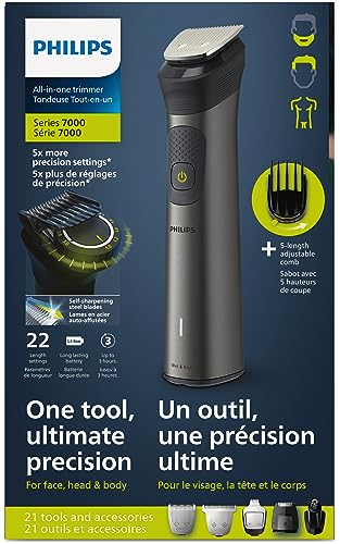 Philips Multigroom Series 3000 Cordless with 10 Trimming Accessories, Lithium-Ion and Storage Bag, MG3750/10