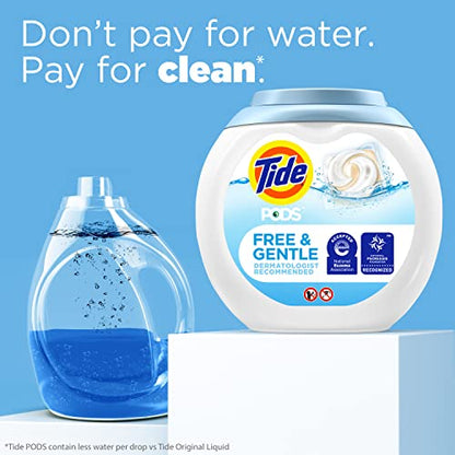 Tide PODS Free and Gentle Laundry Detergent Soap Pacs, HE Compatible and Coldwater Clean, 112 Count