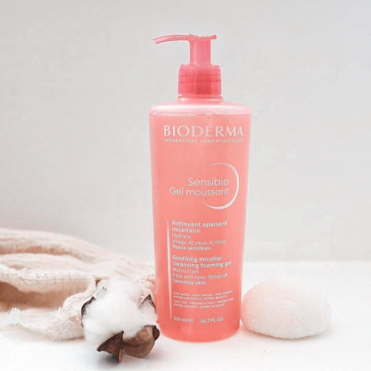Bioderma Sensibio Cleansing Foaming Gel and Make-Up Removing Refreshing feeling for Sensitive Skin Unscented, 16.7 Fl Oz