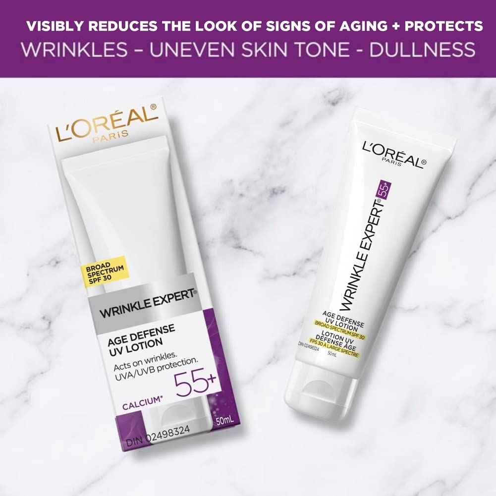 L’Oréal Paris Anti-Aging Face Cream 55+, Day & Night Skincare, Wrinkle Expert, With Calcium to Reduce the Look of Wrinkles, 50mL