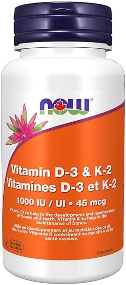 Now Foods Vit D-3 1,000 IU & K2 45mcg 120vcap