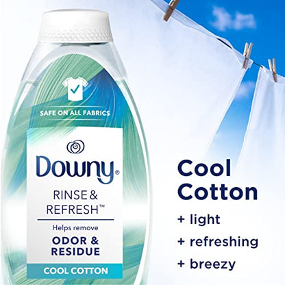 Downy Rinse & Refresh Laundry Odour Remover and Fabric Softener, Cool Cotton, Safe On All Fabrics, HE Compatible, 1.43L