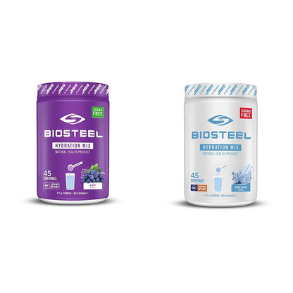 BioSteel Hydration Mix, Great Tasting Hydration with Zero Sugar, and No Artificial Flavours or Preservatives, Grape Flavour, 45 Servings per Tub