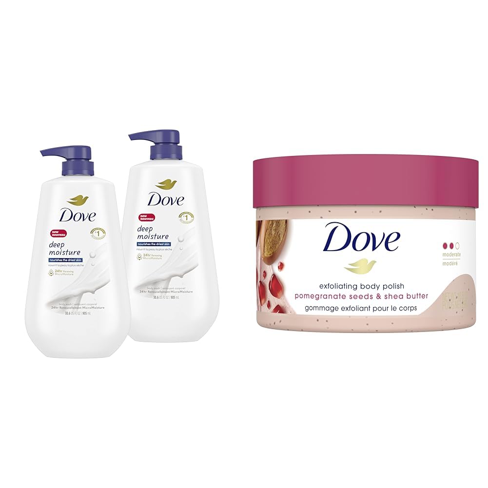 Dove Deep Moisture Body Wash with Pump, for nourishing the driest skin, 905ml (Pack of 2)
