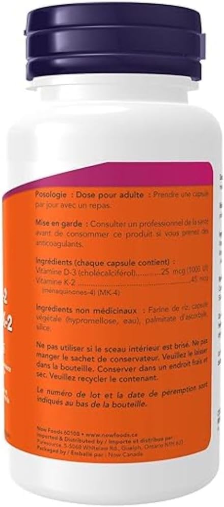 Now Foods Vit D-3 1,000 IU & K2 45mcg 120vcap