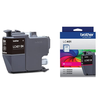 Brother Genuine LC401BKS Standard-Yield Black Ink Cartridge, Replacement Cartridges for Brother Printer MFC-J1010DW, MFC-J1012DW, MFC-J1170DW, MFC-J1800DW