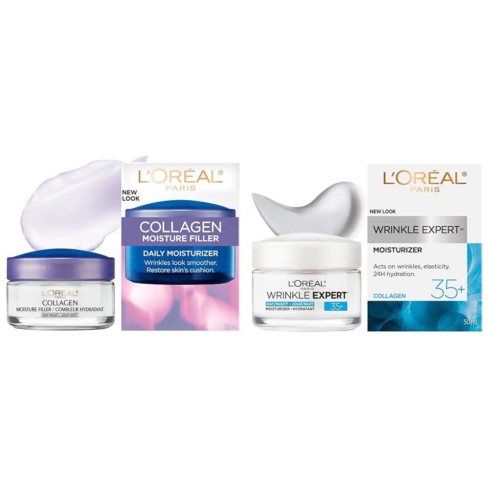 L’Oréal Paris Day and Night Moisturizer Cream, Collagen Moisture Filler Skincare, Hydrating Cream for Face, Neck and Chest to Smooth Skin and Reduce Look of Wrinkles, 50 ml