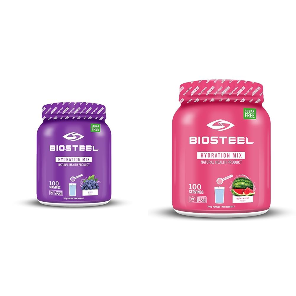 BioSteel Hydration Mix, Great Tasting Hydration with Zero Sugar, and No Artificial Flavours or Preservatives, Grape Flavour, 45 Servings per Tub
