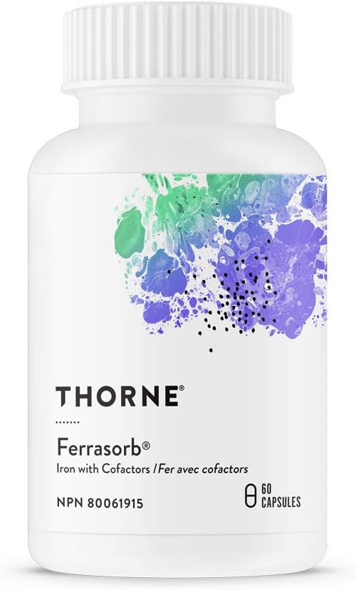 Thorne Ferrasorb - Complete Blood Support Formula with Iron, Folate, and B vitamins - 60 Capsules - 60 Servings