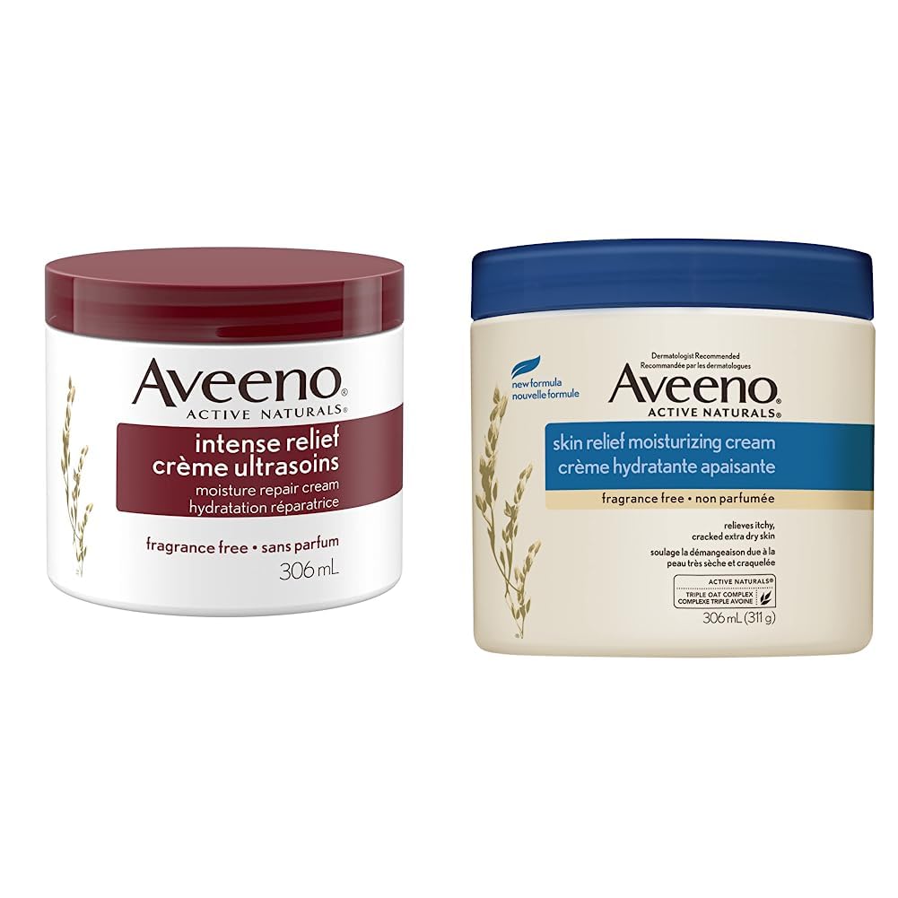 Aveeno Body Cream, Intense Relief and Moisture Repair for Dry and Itchy Skin, Unscented Moisturizer, 306 mL