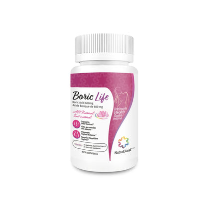 NutraBlast Boric Acid Vaginal Suppositories - 100% Pure Made in USA - Boric Life Intimate Health Support (30 Count)