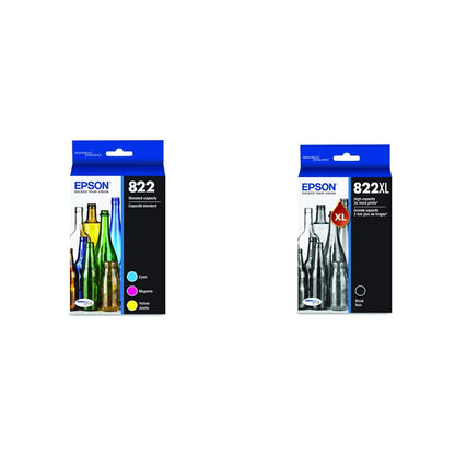 EPSON 822 DURABrite Ultra Ink Standard Capacity Cartridge Combo Pack (T822520-S) Works with WorkForce Pro WF-3820, WF-3823, WF-4820, WF-4830, WF-4833, WF-4834, Color - Cyan, Magenta, Yellow Jaune