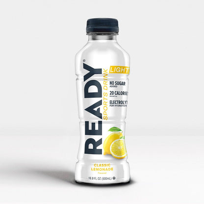 Ready® Sports Drink Light, Low Calories, No Added Sugars, Real Food Carb Source for Energy, Four Electrolytes for Hydration, Super Fruits, B Vitamins, 16.9 Fluid Ounces, 12 Pack (16.9 oz, Watermelon Lemonade)