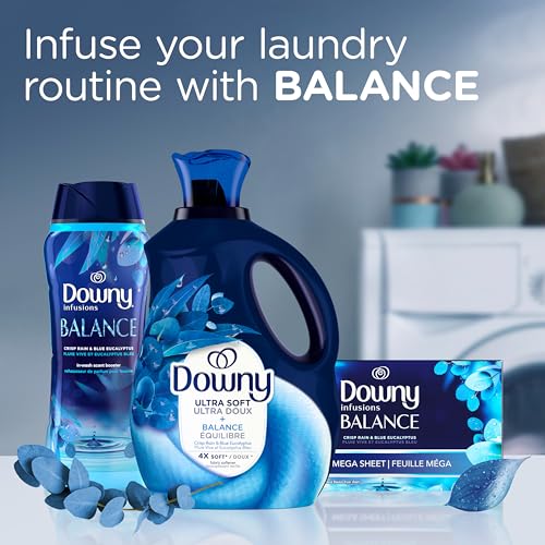 Downy Ultra Soft Fabric Softener Liquid, Balance, Crisp Rain and Blue Eucalyptus, 2.76L
