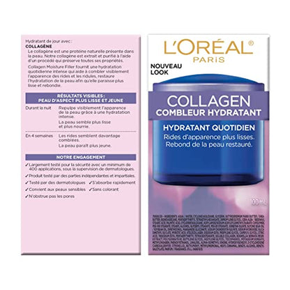 L’Oréal Paris Day and Night Moisturizer Cream, Collagen Moisture Filler Skincare, Hydrating Cream for Face, Neck and Chest to Smooth Skin and Reduce Look of Wrinkles, 50 ml