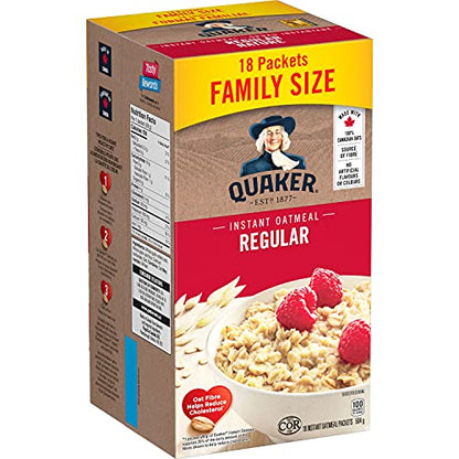 Quaker Maple & Brown Sugar Flavour Instant Oatmeal, 18 Packets, 774g