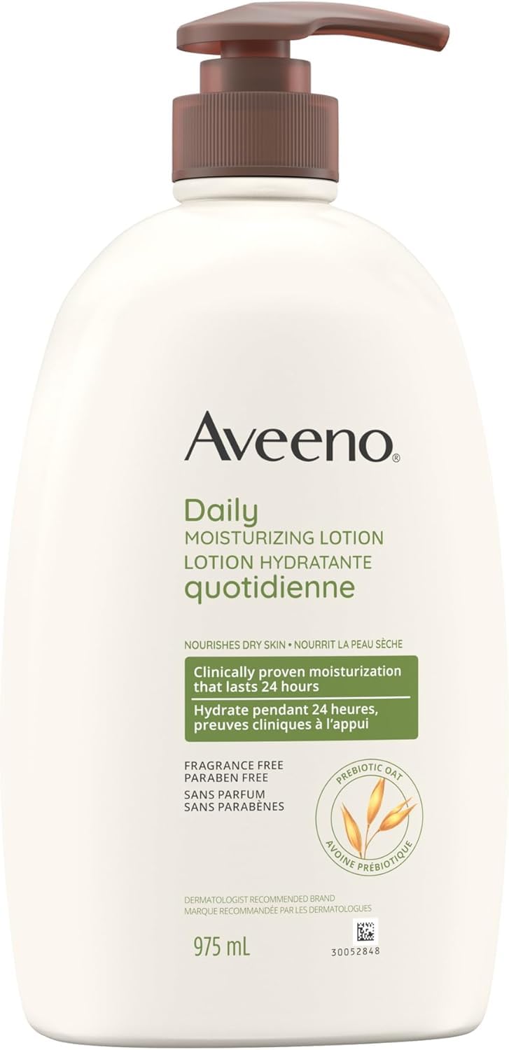 Aveeno Daily Moisturizing Lotion, Dry Skin, Non Comedogenic, Prebiotic Oat, Daily Moisturizer, Fragrance Free, 532mL